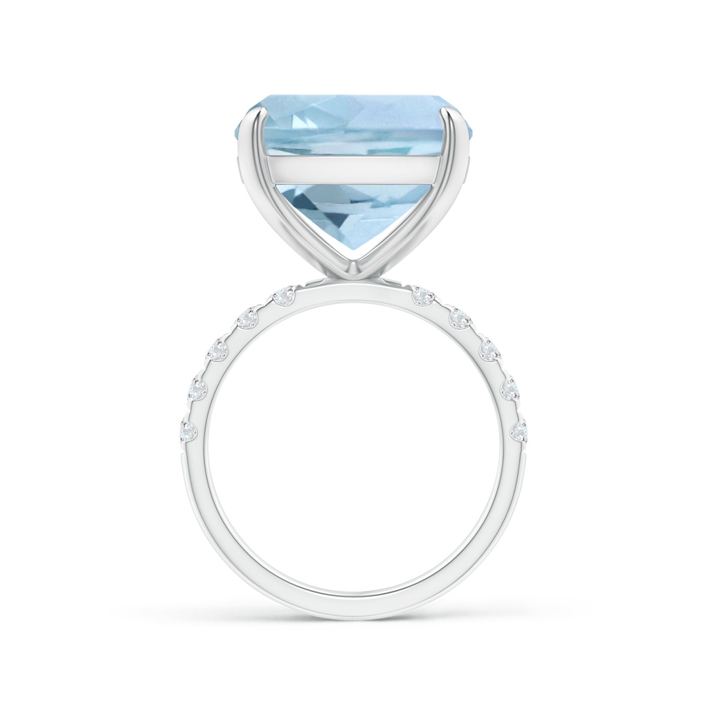 13.99x13.95x8.79mm AAA GIA Certified Two Tone Cushion Aquamarine Ring with Diamonds in White Gold Side 199
