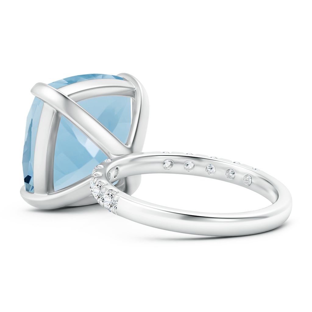 13.99x13.95x8.79mm AAA GIA Certified Two Tone Cushion Aquamarine Ring with Diamonds in White Gold Side 399