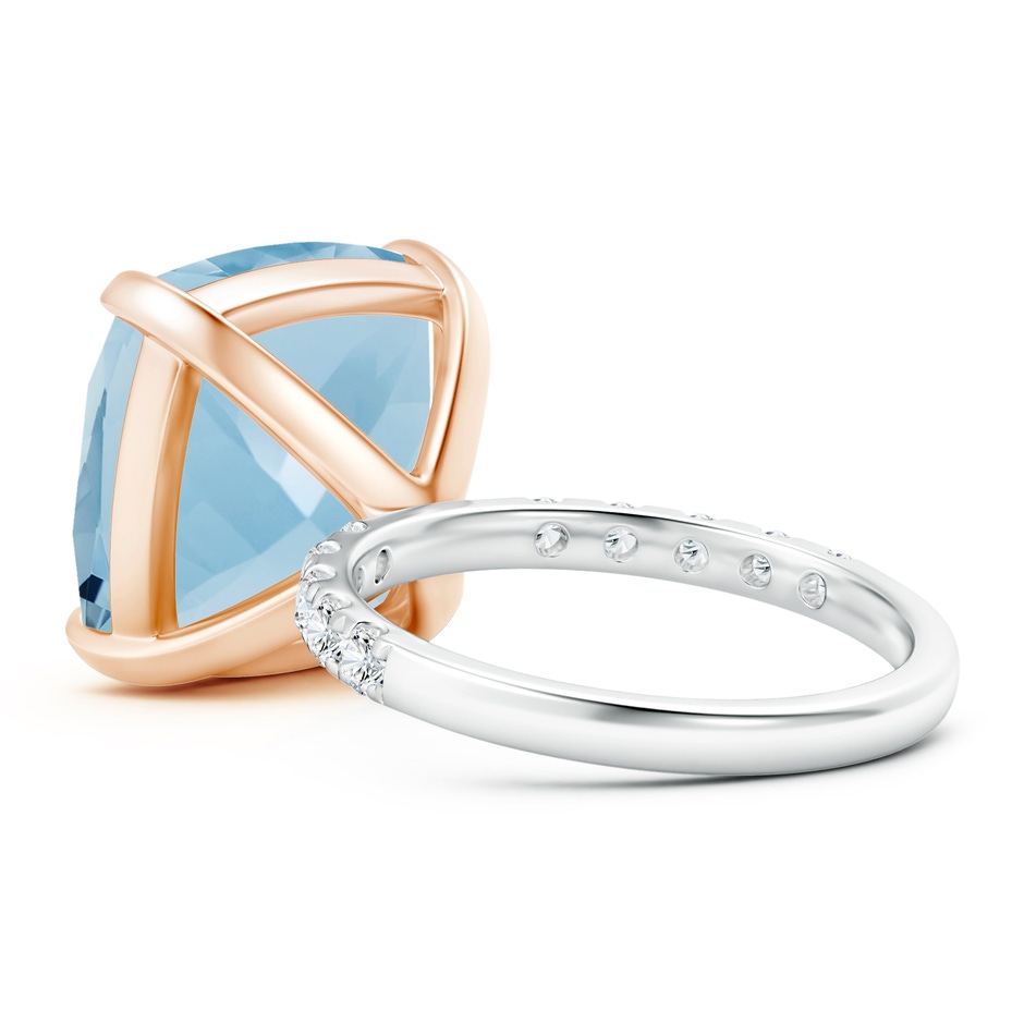 13.99x13.95x8.79mm AAA GIA Certified Two Tone Cushion Aquamarine Ring with Diamonds in White Gold Rose Gold side 399
