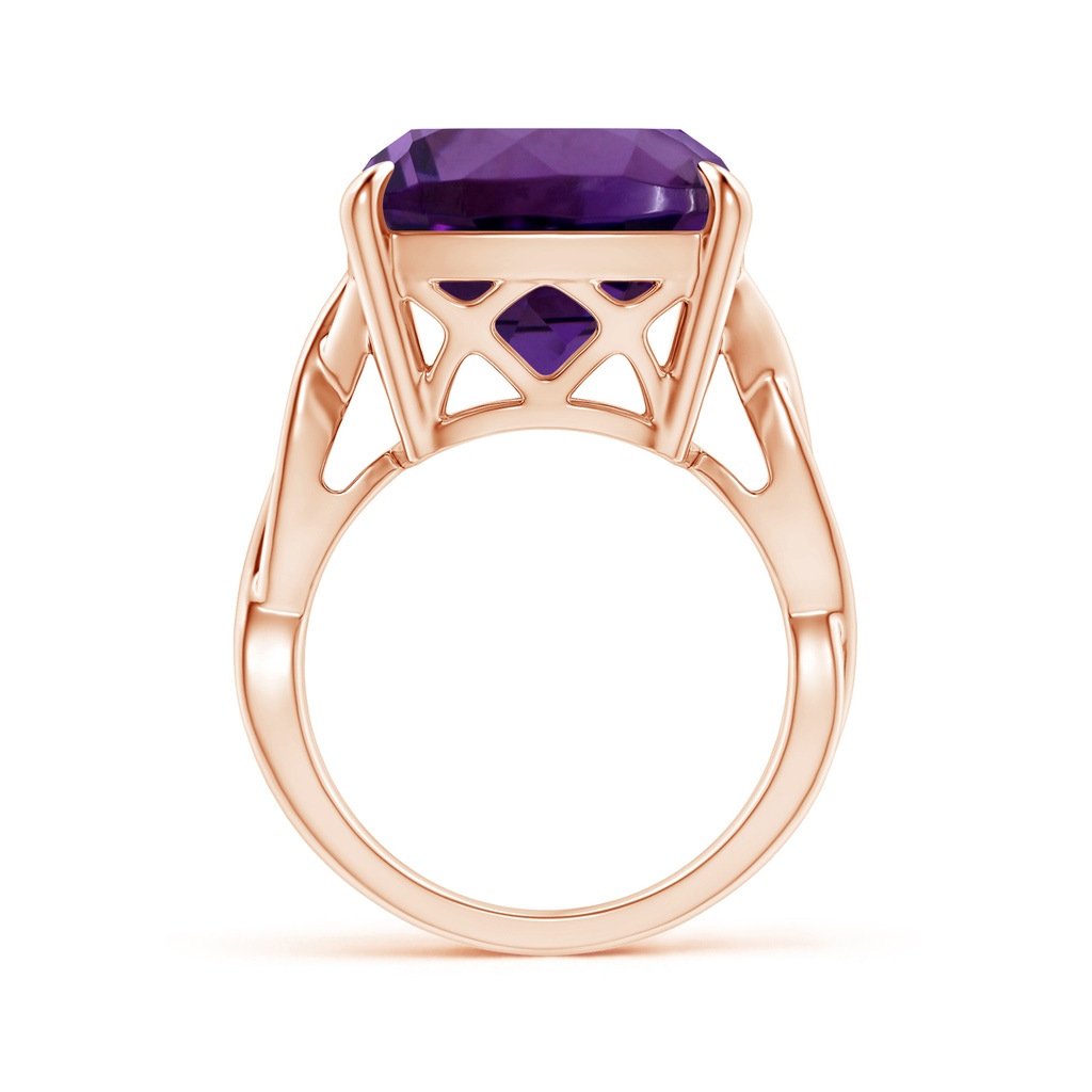 14.12x14.06x9.27mm AAAA Claw-Set GIA Certified Cushion Amethyst Crossover Ring in 18K Rose Gold Side 199