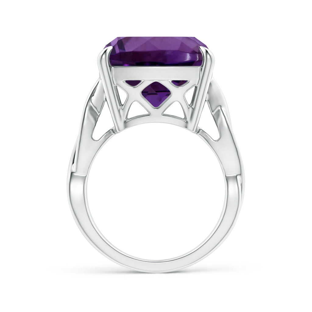 14.12x14.06x9.27mm AAAA Claw-Set GIA Certified Cushion Amethyst Crossover Ring in White Gold Side 199