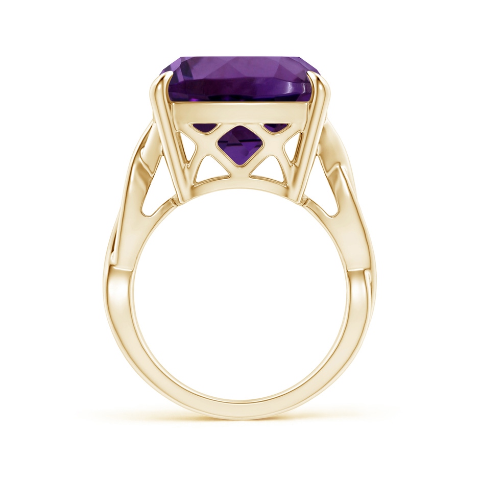 14.12x14.06x9.27mm AAAA Claw-Set GIA Certified Cushion Amethyst Crossover Ring in Yellow Gold side 199
