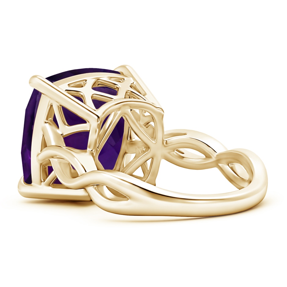 14.12x14.06x9.27mm AAAA Claw-Set GIA Certified Cushion Amethyst Crossover Ring in Yellow Gold side 399