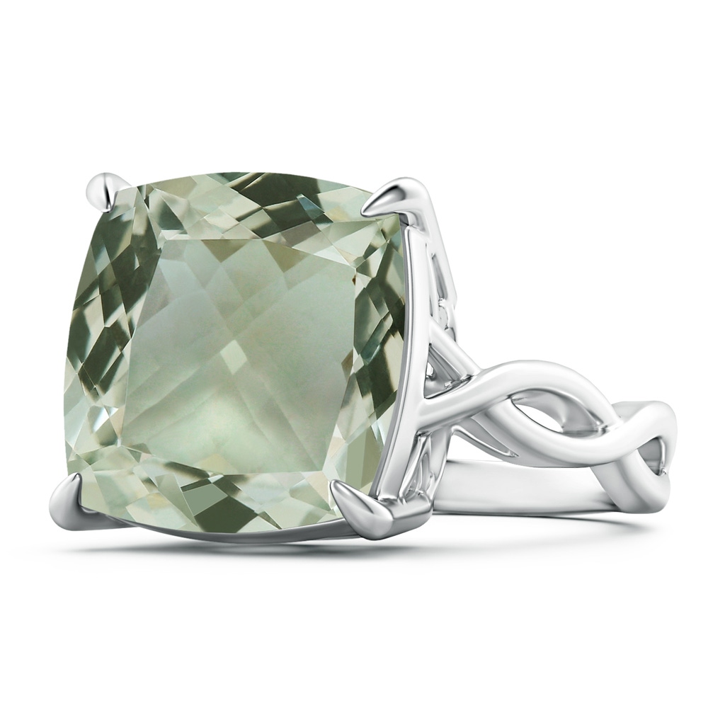 14.09x14.09x9.29mm A Claw-Set GIA Certified Cushion Green amethyst Crossover Ring in White Gold