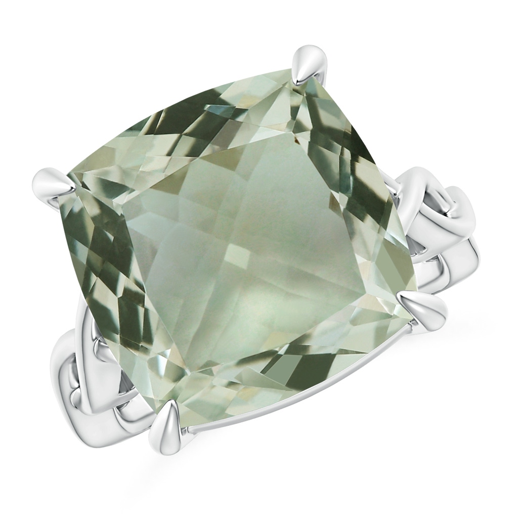 14.09x14.09x9.29mm A Claw-Set GIA Certified Cushion Green amethyst Crossover Ring in White Gold Side 199