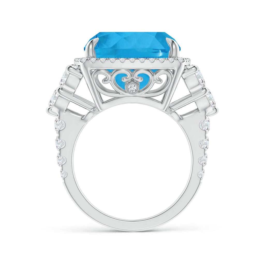 13.98x13.98x9.31mm AAAA GIA Certified Solitaire Cushion Swiss Blue Topaz Ring in Two Tone in White Gold - side 199