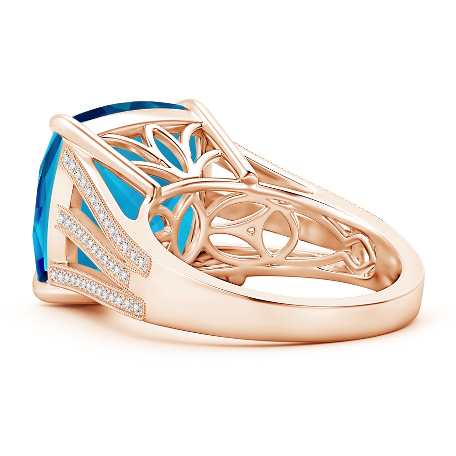 13.98x13.98x9.31mm AAAA GIA Certified Cushion Swiss Blue Topaz Double Split Shank Ring in 18K Rose Gold side 399
