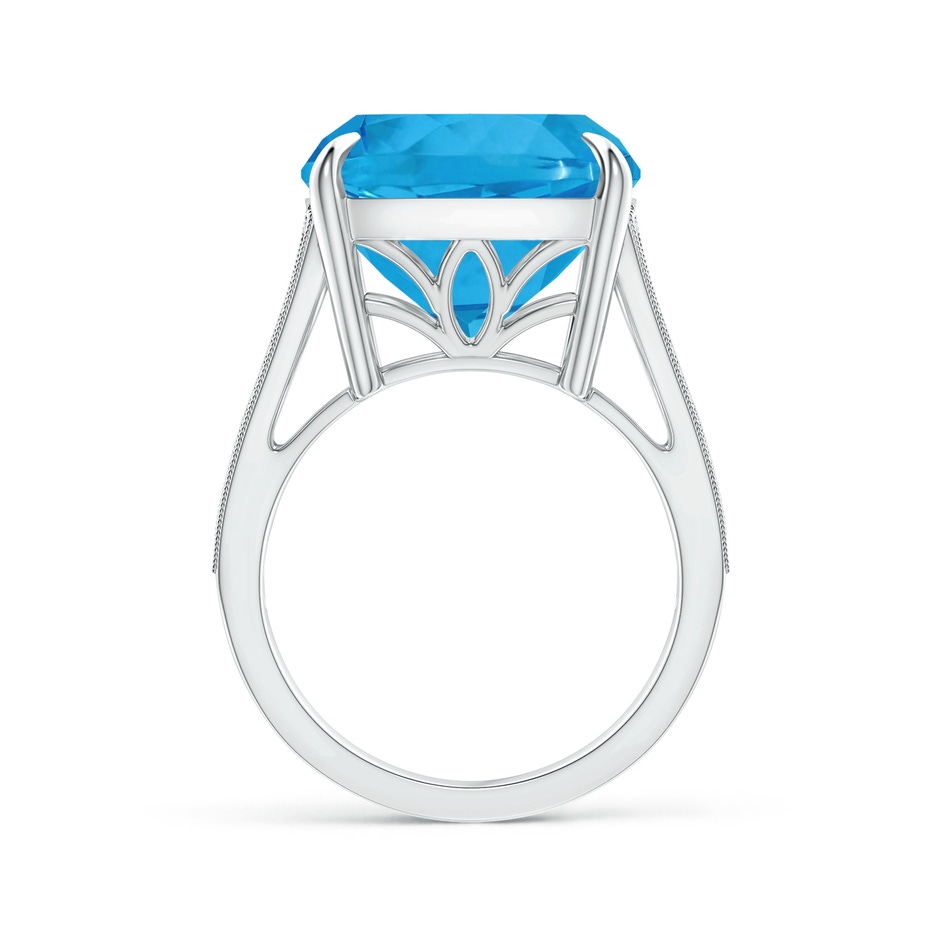13.98x13.98x9.31mm AAAA GIA Certified Cushion Swiss Blue Topaz Double Split Shank Ring in 18K White Gold side 199