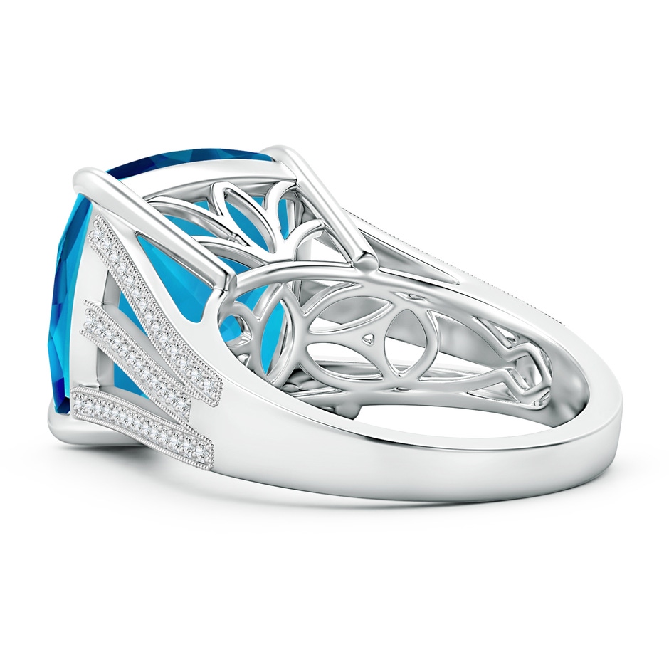 13.98x13.98x9.31mm AAAA GIA Certified Cushion Swiss Blue Topaz Double Split Shank Ring in 18K White Gold side 399