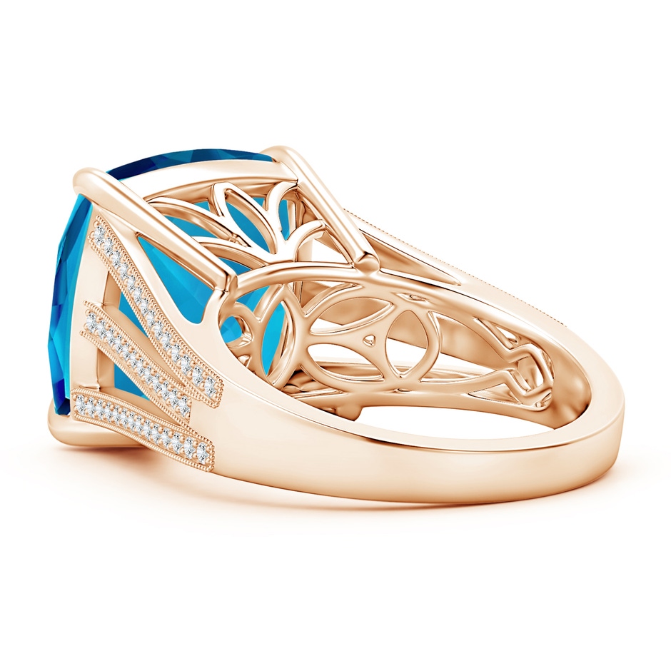 13.98x13.98x9.31mm AAAA GIA Certified Cushion Swiss Blue Topaz Double Split Shank Ring in Rose Gold side 399