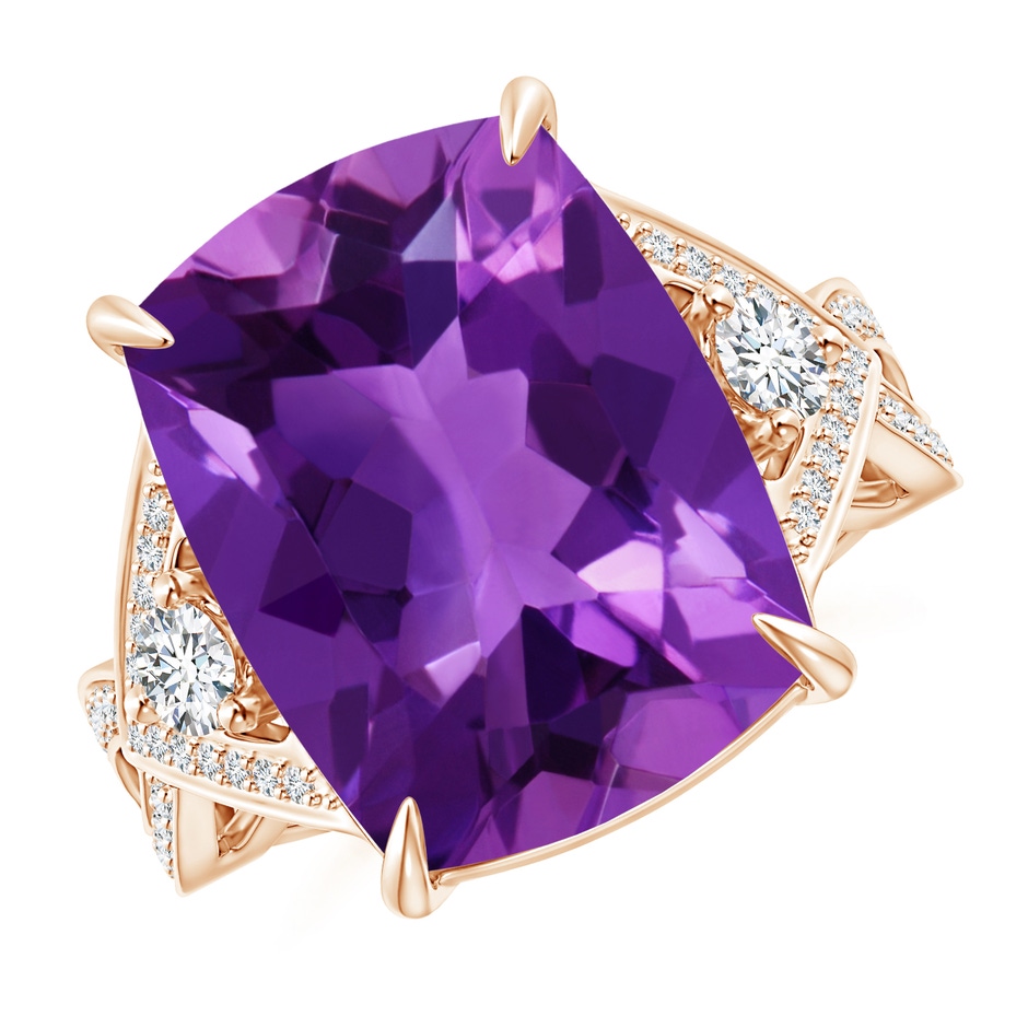 16x12mm AAAA Rectangular Cushion Amethyst Twisted Split Shank Ring in Rose Gold product image