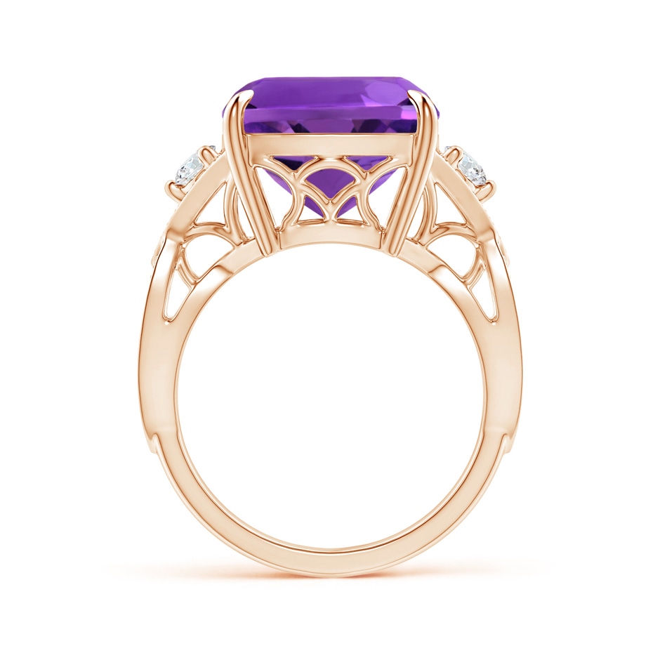 16x12mm AAAA Rectangular Cushion Amethyst Twisted Split Shank Ring in Rose Gold product image