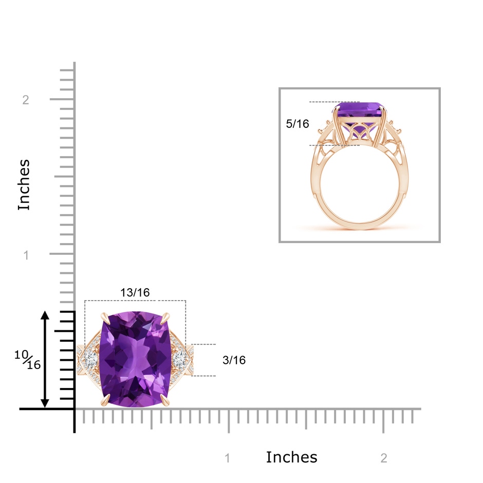 16x12mm AAAA Rectangular Cushion Amethyst Twisted Split Shank Ring in Rose Gold product image