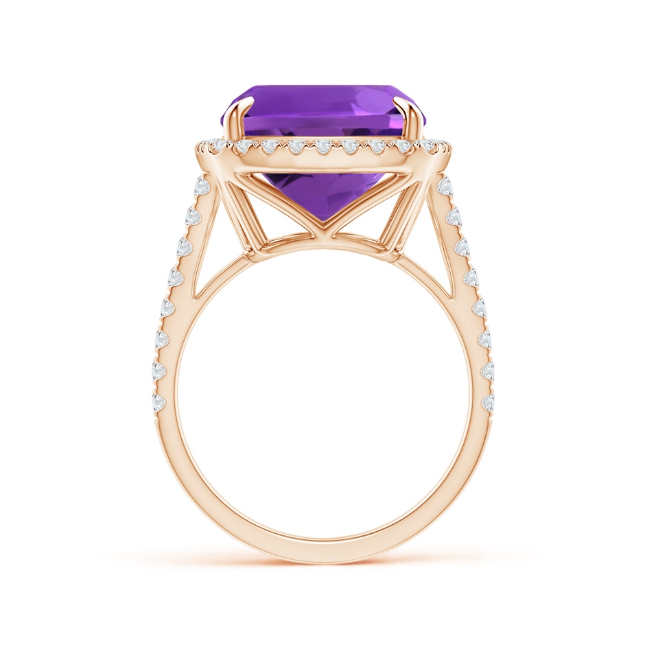 16x12mm AAAA Rectangular Cushion Amethyst and Diamond Halo Cocktail Ring in Rose Gold product image