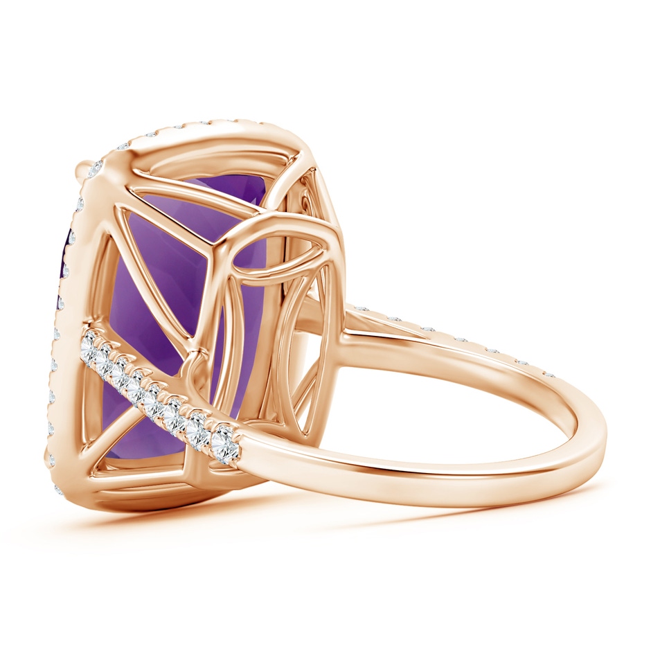 16x12mm AAAA Rectangular Cushion Amethyst and Diamond Halo Cocktail Ring in Rose Gold product image