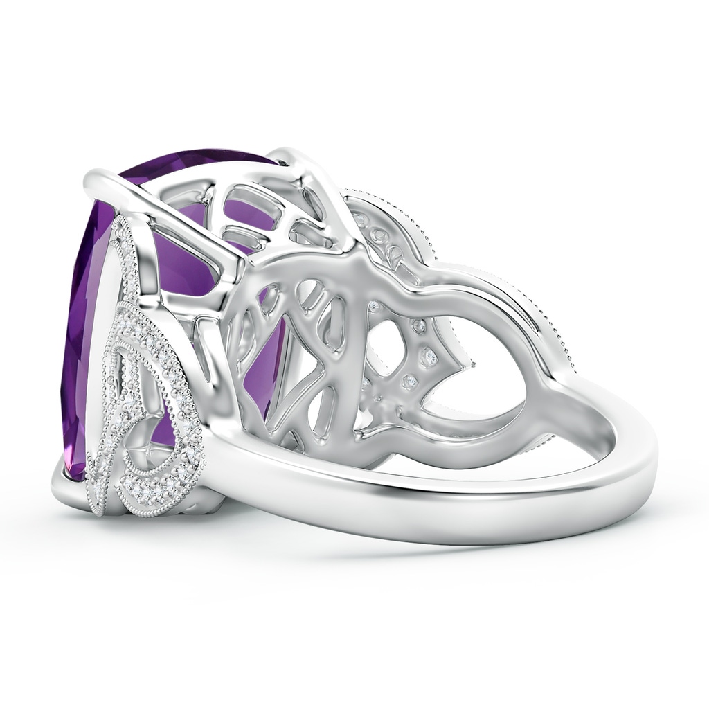 16x12mm AAAA Rectangular Cushion Amethyst Celtic Knot Ring with Diamonds in White Gold Product Image