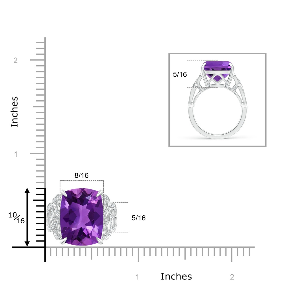 16x12mm AAAA Rectangular Cushion Amethyst Celtic Knot Ring with Diamonds in White Gold Product Image