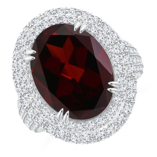 16.04x11.99x7.77mm A GIA Certified Oval Garnet Triple Halo Ring in 18K White Gold