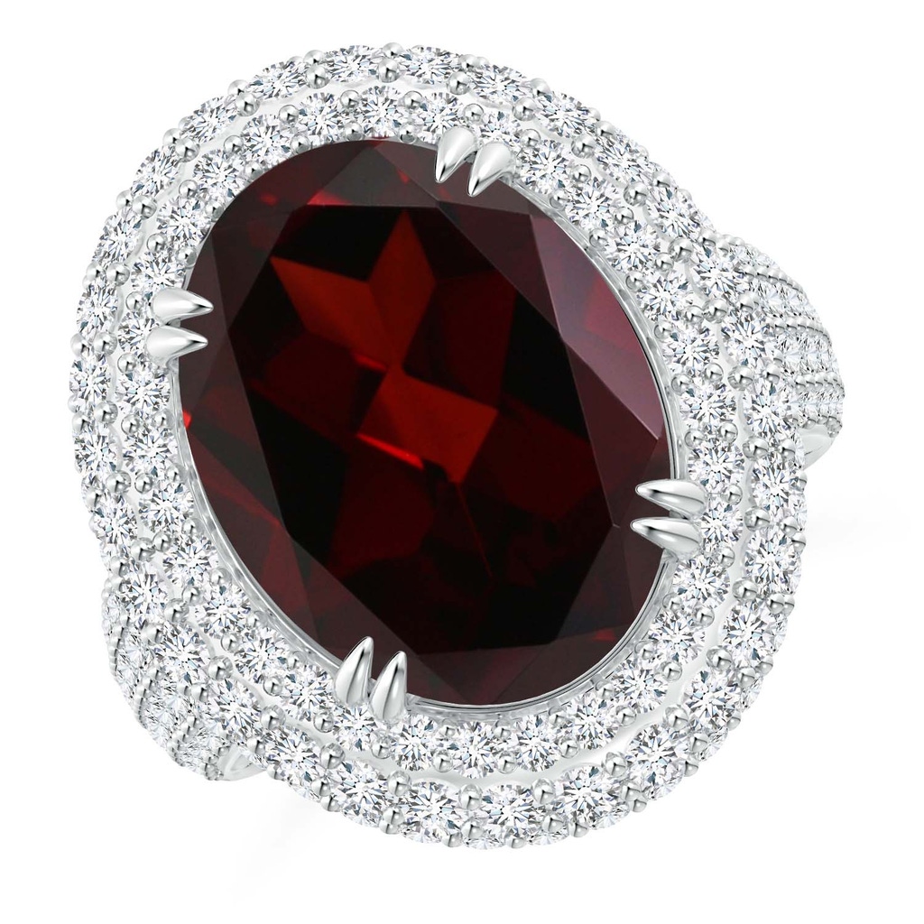 16.04x11.99x7.77mm A GIA Certified Oval Garnet Triple Halo Ring in White Gold