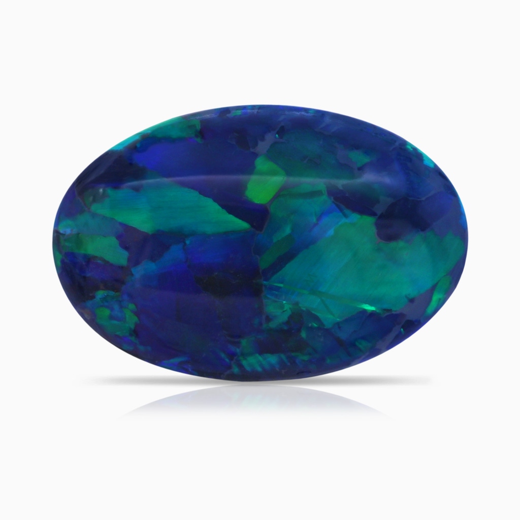 17.13x11.46x5.20mm AAA GIA Certified East-West Oval Black Opal Solitaire Ring in 18K White Gold Stone