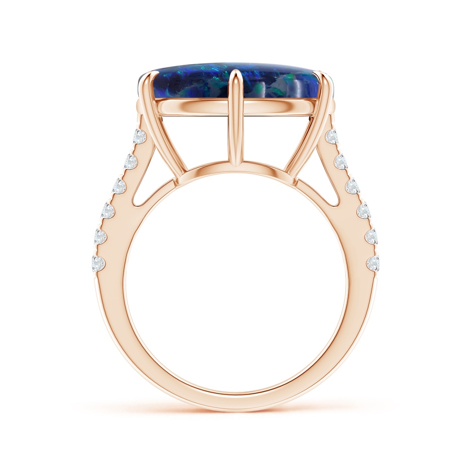 17.13x11.46x5.20mm AAA GIA Certified East-West Oval Black Opal Solitaire Ring in Rose Gold side-1