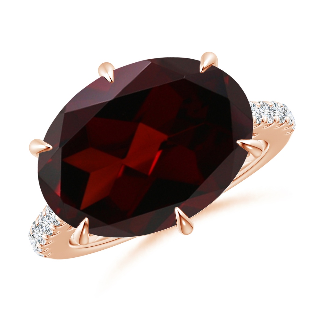 16.04x11.99x7.77mm A GIA Certified Horizontal Oval Garnet Solitaire Ring in 10K Rose Gold