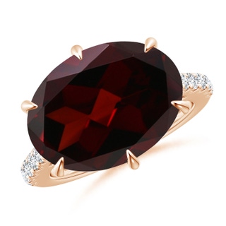 16.04x11.99x7.77mm A GIA Certified Horizontal Oval Garnet Solitaire Ring in 9K Rose Gold