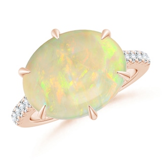 16.41x11.14x5.82mm AAAA East-West GIA Certified Oval Opal Solitaire Ring in 10K Rose Gold