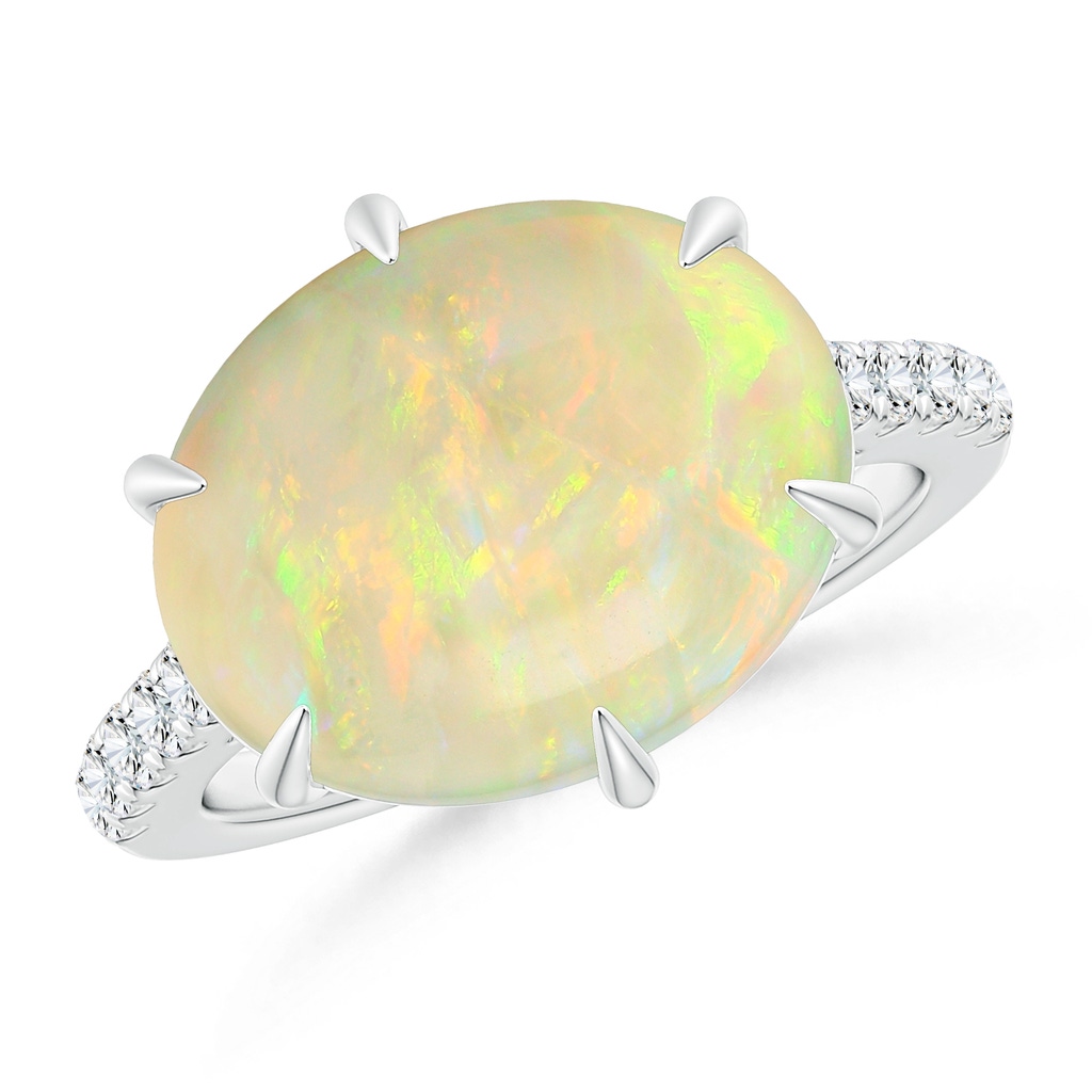 16.41x11.14x5.82mm AAAA East-West GIA Certified Oval Opal Solitaire Ring in 18K White Gold