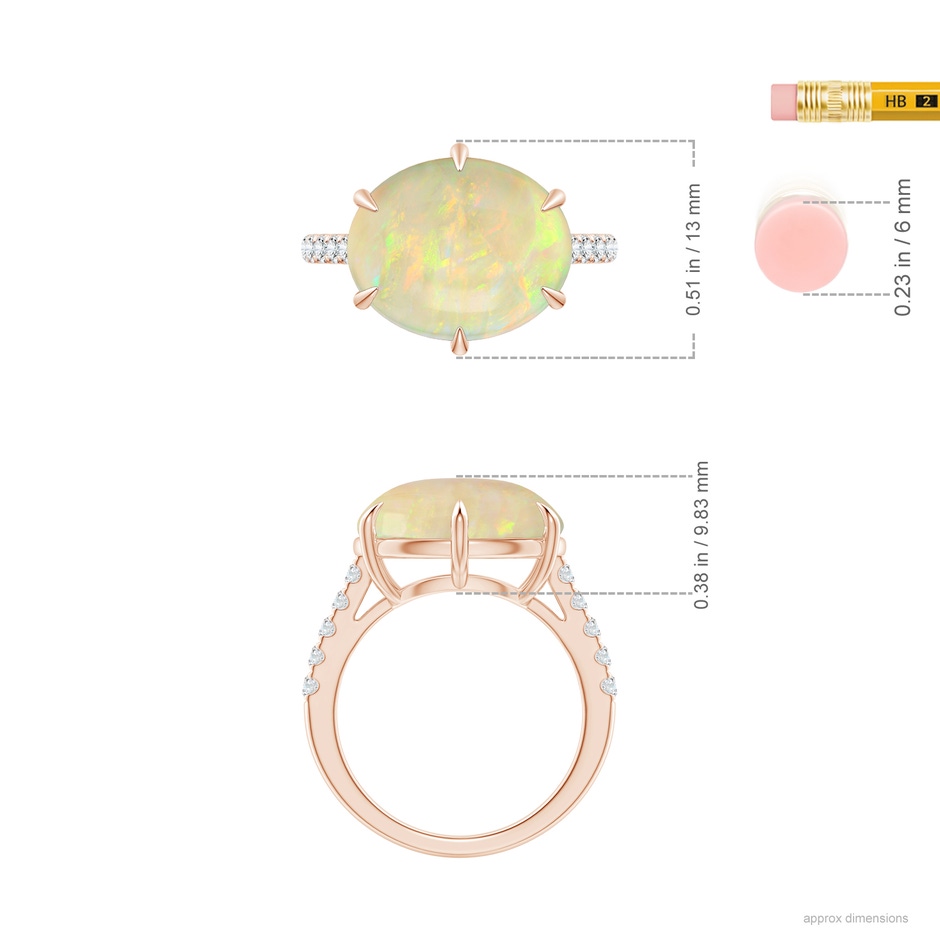 16.41x11.14x5.82mm AAAA East-West GIA Certified Oval Opal Solitaire Ring in Rose Gold ruler