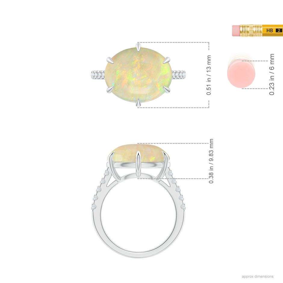 16.41x11.14x5.82mm AAAA East-West GIA Certified Oval Opal Solitaire Ring in White Gold ruler