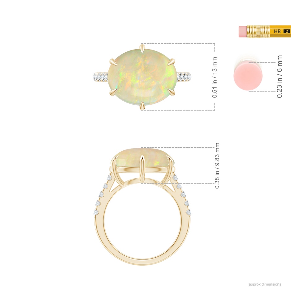 16.41x11.14x5.82mm AAAA East-West GIA Certified Oval Opal Solitaire Ring in Yellow Gold ruler