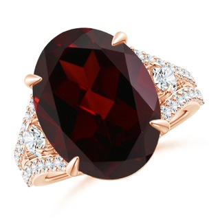 16.04x11.99x7.77mm A GIA Certified Oval Garnet Split Shank Ring in 18K Rose Gold