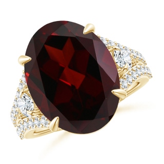 16.04x11.99x7.77mm A GIA Certified Oval Garnet Split Shank Ring in 18K Yellow Gold