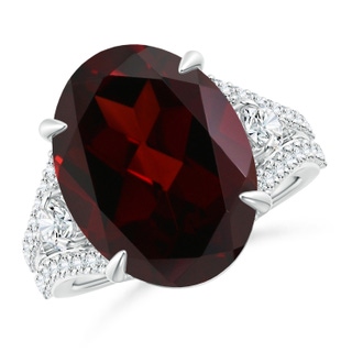 16.04x11.99x7.77mm A GIA Certified Oval Garnet Split Shank Ring in White Gold