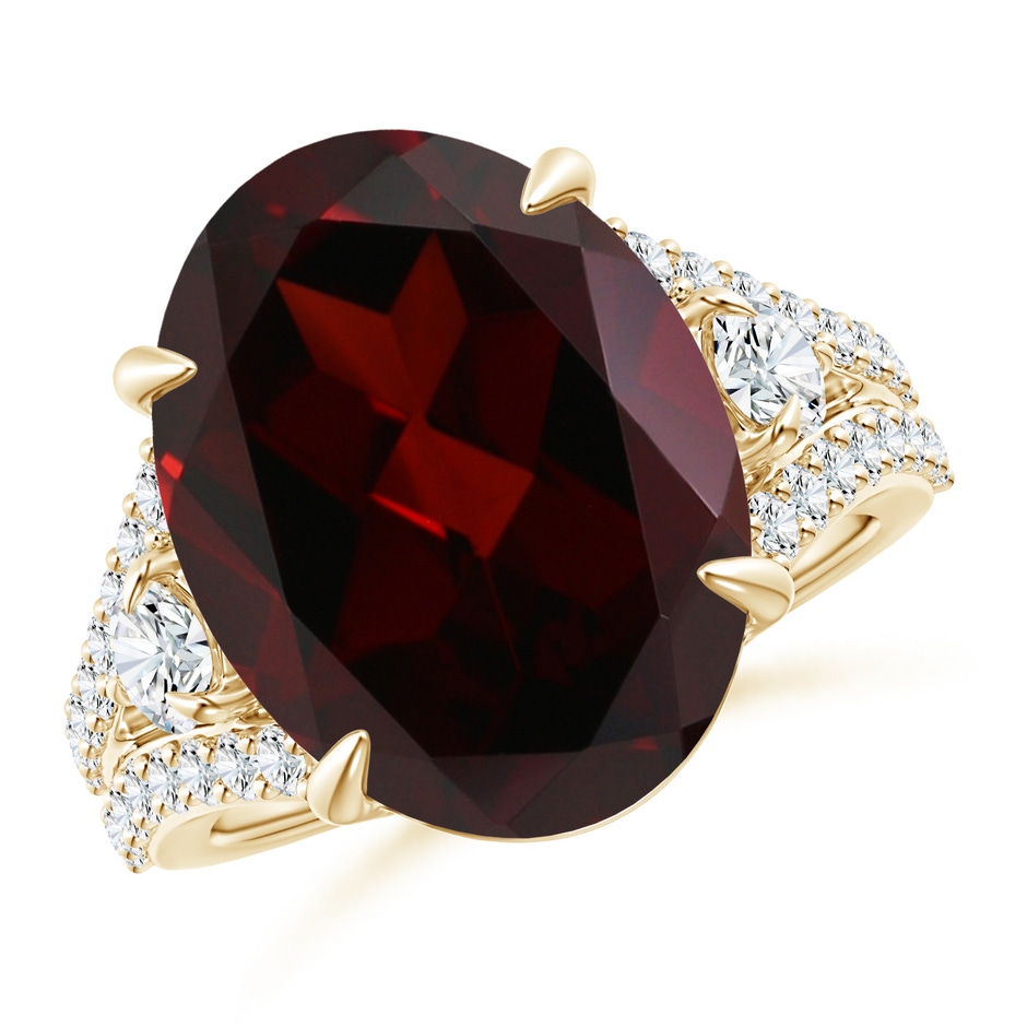 16.04x11.99x7.77mm A GIA Certified Oval Garnet Split Shank Ring in Yellow Gold 