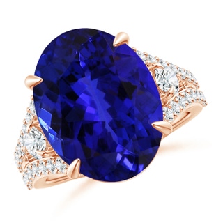 16.49x12.34x8.70mm AAAA GIA Certified Oval Tanzanite Split Shank Ring in 18K Rose Gold