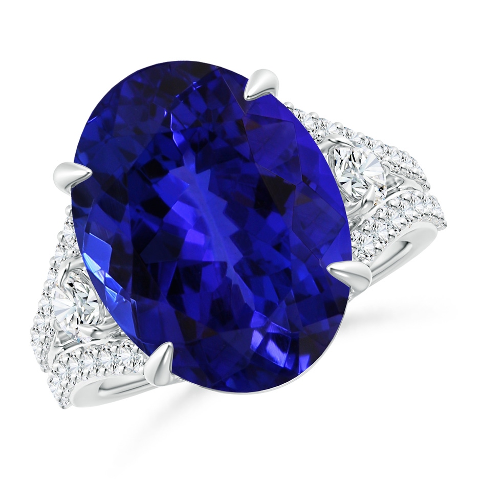 16.49x12.34x8.70mm AAAA GIA Certified Oval Tanzanite Split Shank Ring in White Gold 