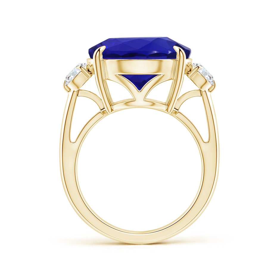 16.09x13.82x11.90mm AAAA Classic GIA Certified Tanzanite Three Stone Ring with Diamond in 18K Yellow Gold side-1