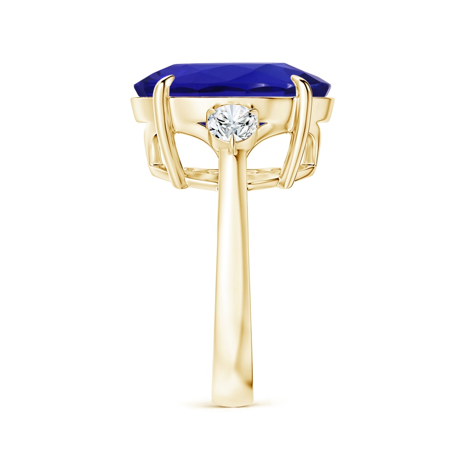 16.09x13.82x11.90mm AAAA Classic GIA Certified Tanzanite Three Stone Ring with Diamond in 18K Yellow Gold side-2