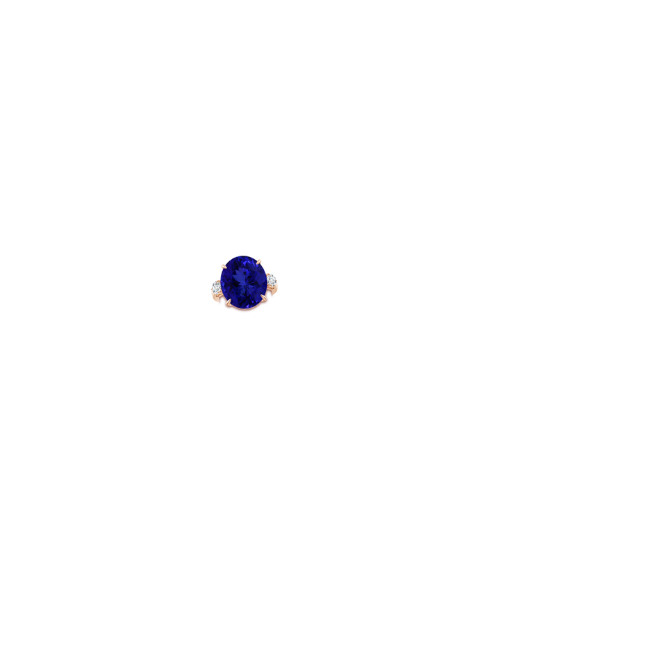 16.09x13.82x11.90mm AAAA Classic GIA Certified Tanzanite Three Stone Ring with Diamond in Rose Gold body-hand