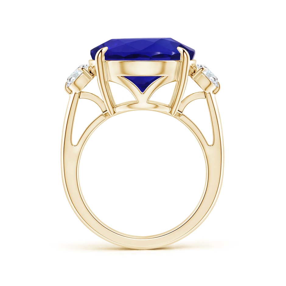 16.09x13.82x11.90mm AAAA Classic GIA Certified Tanzanite Three Stone Ring with Diamond in Yellow Gold side-1