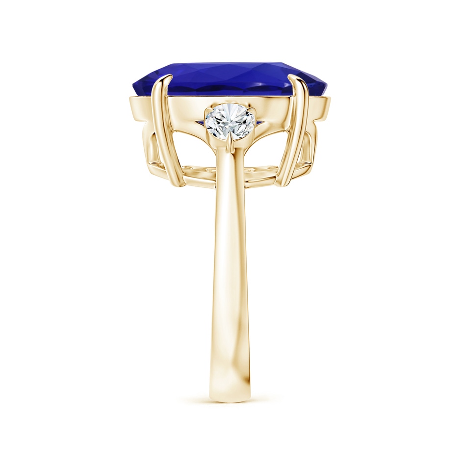 16.09x13.82x11.90mm AAAA Classic GIA Certified Tanzanite Three Stone Ring with Diamond in Yellow Gold side-2