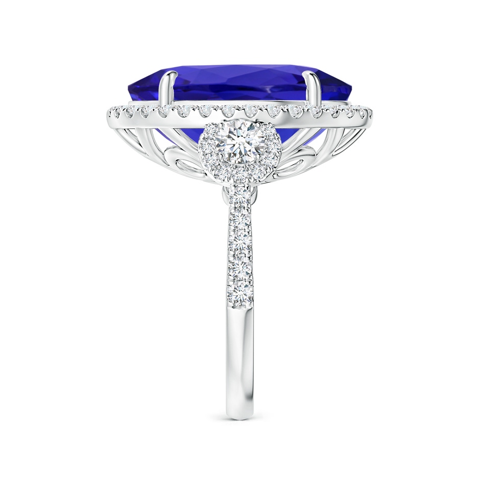 17.67x14.95x9.87mm AAAA GIA Certified Oval Tanzanite Three Stone Ring with Diamond in 18K White Gold side-2