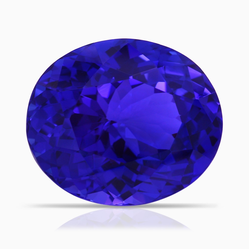 17.67x14.95x9.87mm AAAA GIA Certified Oval Tanzanite Three Stone Ring with Diamond in 18K White Gold stone