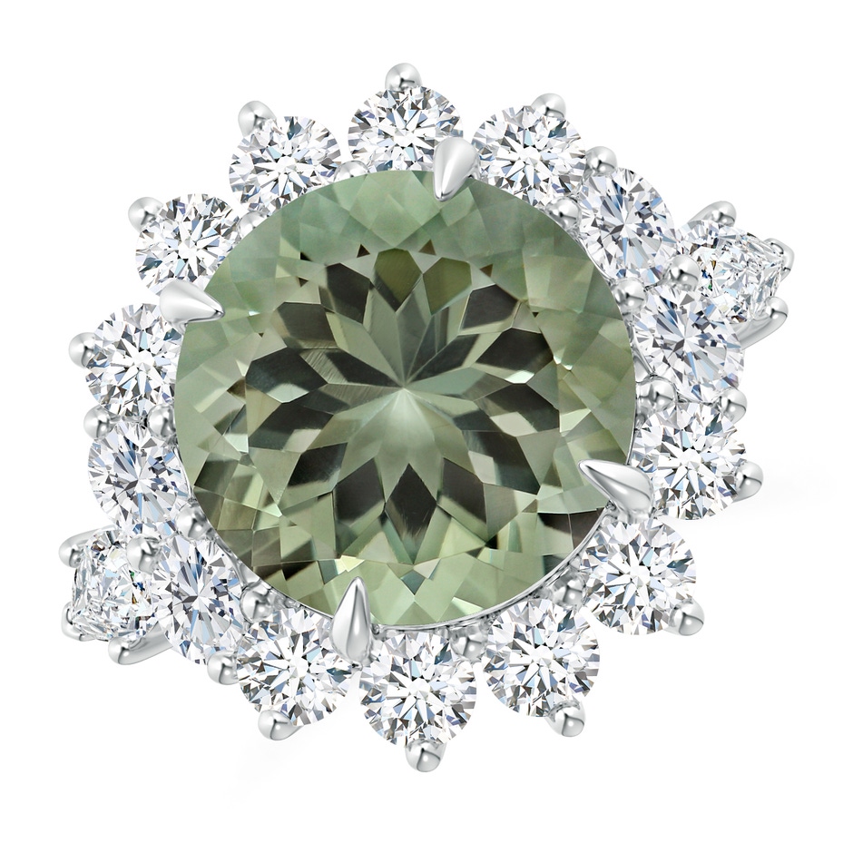 14.18x14.12x8.75mm AAA Claw-Set GIA Certified Green Amethyst (Prasiolite) Floral Halo Ring in 18K White Gold Side 199