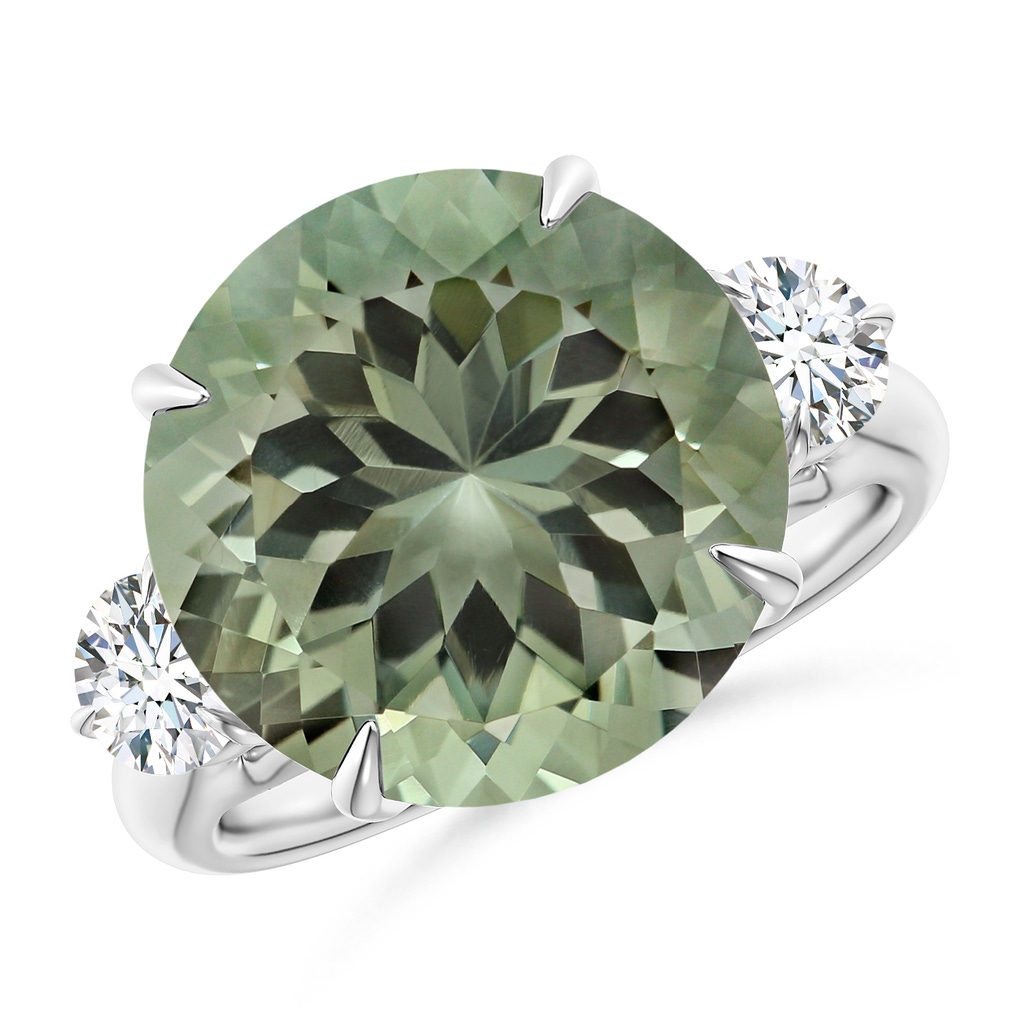 14.18x14.12x8.75mm AAA Classic GIA Certified Round Green Amethyst (Prasiolite) Three Stone Ring in White Gold Side 199