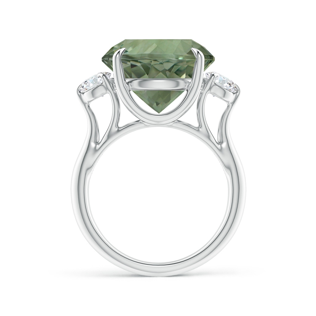 14.18x14.12x8.75mm AAA Classic GIA Certified Round Green Amethyst (Prasiolite) Three Stone Ring in White Gold Side 399