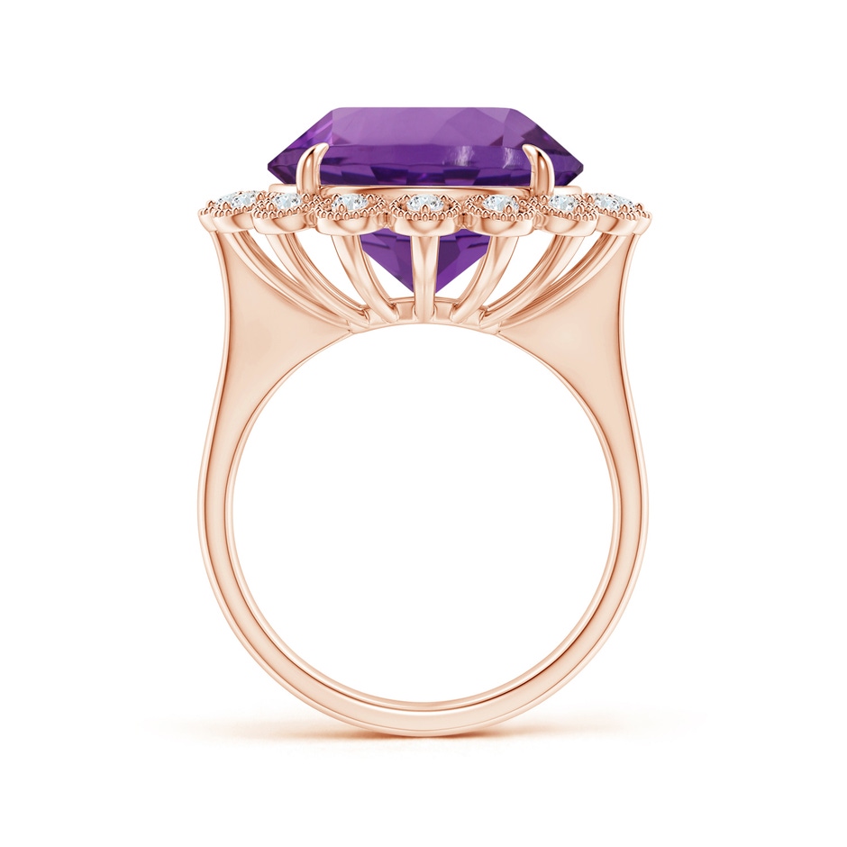 14.18x14.11x9.36mm AAA GIA Certified Amethyst & Diamond Floral Halo Ring in 18K Rose Gold side 199