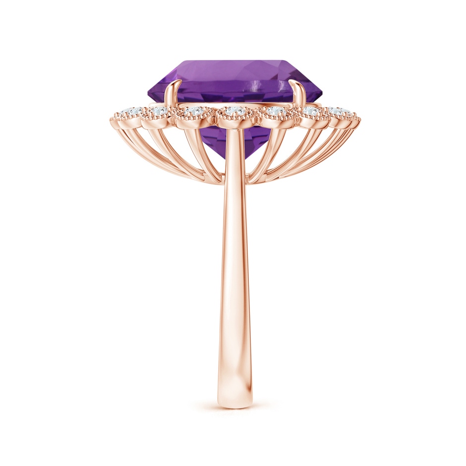 14.18x14.11x9.36mm AAA GIA Certified Amethyst & Diamond Floral Halo Ring in 18K Rose Gold side 399